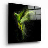 Green Parrot Glass Wall Art.